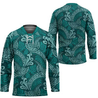 Teal Monstera Hockey Jersey Polynesian Tribal Pattern LT01 - Polynesian Pride