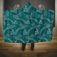 Teal Monstera Hooded Blanket Polynesian Tribal Pattern LT01 - Polynesian Pride