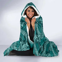 Teal Monstera Hooded Blanket Polynesian Tribal Pattern LT01 - Polynesian Pride