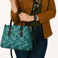 Teal Monstera Leather Bag Polynesian Tribal Pattern - Polynesian Pride