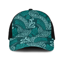 Teal Monstera Mesh Trucker Cap Polynesian Tribal Pattern LT01 One Size Black Teal - Polynesian Pride