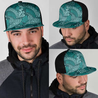 Teal Monstera Mesh Trucker Cap Polynesian Tribal Pattern LT01 - Polynesian Pride