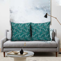 Teal Monstera Pillow Cover Polynesian Tribal Pattern - Polynesian Pride