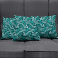 Teal Monstera Pillow Cover Polynesian Tribal Pattern - Polynesian Pride