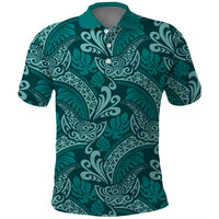 Teal Monstera Polo Shirt Polynesian Tribal Pattern LT01 Teal - Polynesian Pride