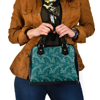 Teal Monstera Shoulder Handbag Polynesian Tribal Pattern - Polynesian Pride