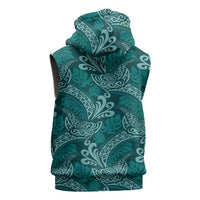 Teal Monstera Sleeveless Zip Hoodie Polynesian Tribal Pattern LT01 - Polynesian Pride