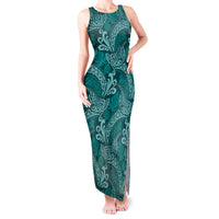 Teal Monstera Tank Maxi Dress Polynesian Tribal Pattern LT01 Women Teal - Polynesian Pride