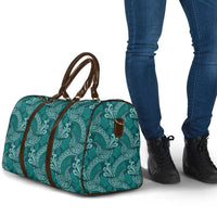 Teal Monstera Travel Bag Polynesian Tribal Pattern - Polynesian Pride
