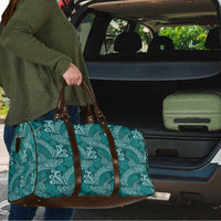 Teal Monstera Travel Bag Polynesian Tribal Pattern - Polynesian Pride