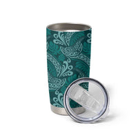 Teal Monstera Tumbler Cup Polynesian Tribal Pattern LT01 - Polynesian Pride