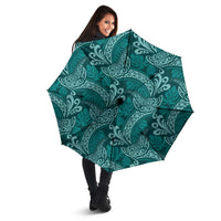 Teal Monstera Umbrella Polynesian Tribal Pattern LT01 - Polynesian Pride