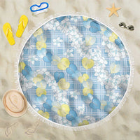 Anthurium Plumeria Lei Pastel Beach Blanket Blue Hawaiian Splendid Palaka LT01 One Size 150cm Blue - Polynesian Pride