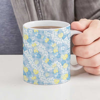 Anthurium Plumeria Lei Pastel Ceramic Mug Blue Hawaiian Splendid Palaka LT01 - Polynesian Pride