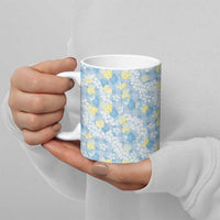 Anthurium Plumeria Lei Pastel Ceramic Mug Blue Hawaiian Splendid Palaka LT01 - Polynesian Pride