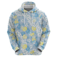 Anthurium Plumeria Lei Pastel Hoodie Blue Hawaiian Splendid Palaka LT01 - Polynesian Pride