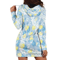 Anthurium Plumeria Lei Pastel Hoodie Dress Blue Hawaiian Splendid Palaka LT01 - Polynesian Pride
