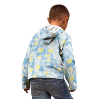Anthurium Plumeria Lei Pastel Kid Hoodie Blue Hawaiian Splendid Palaka LT01 - Polynesian Pride