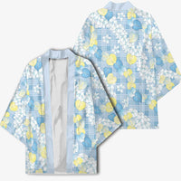 Anthurium Plumeria Lei Pastel Kimono Blue Hawaiian Splendid Palaka LT01 - Polynesian Pride