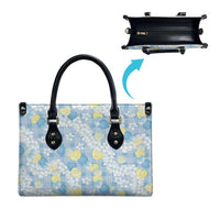 Anthurium Plumeria Lei Pastel Leather Bag Blue Hawaiian Splendid Palaka LT01 - Polynesian Pride