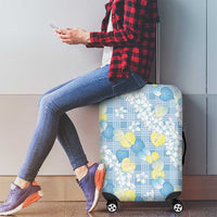 Anthurium Plumeria Lei Pastel Luggage Cover Blue Hawaiian Splendid Palaka LT01 - Polynesian Pride