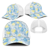 Anthurium Plumeria Lei Pastel Mesh Trucker Cap Blue Hawaiian Splendid Palaka LT01 - Polynesian Pride