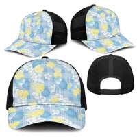 Anthurium Plumeria Lei Pastel Mesh Trucker Cap Blue Hawaiian Splendid Palaka LT01 - Polynesian Pride