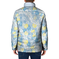 Anthurium Plumeria Lei Pastel Padded Jacket Blue Hawaiian Splendid Palaka LT01 - Polynesian Pride