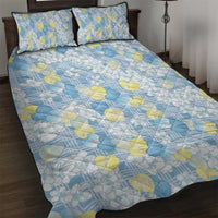 Anthurium Plumeria Lei Pastel Quilt Bed Set Blue Hawaiian Splendid Palaka LT01 Blue - Polynesian Pride