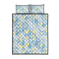 Anthurium Plumeria Lei Pastel Quilt Bed Set Blue Hawaiian Splendid Palaka LT01 - Polynesian Pride