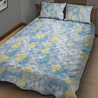 Anthurium Plumeria Lei Pastel Quilt Bed Set Blue Hawaiian Splendid Palaka LT01 - Polynesian Pride