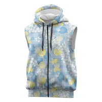 Anthurium Plumeria Lei Pastel Sleeveless Zip Hoodie Blue Hawaiian Splendid Palaka LT01 Blue - Polynesian Pride