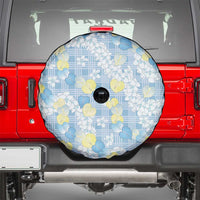 Anthurium Plumeria Lei Pastel Spare Tire Cover Blue Hawaiian Splendid Palaka LT01 - Polynesian Pride