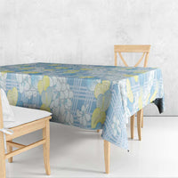 Anthurium Plumeria Lei Pastel Tablecloth Blue Hawaiian Splendid Palaka LT01 - Polynesian Pride