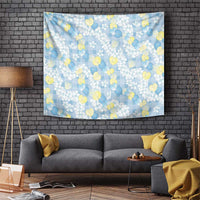 Anthurium Plumeria Lei Pastel Tapestry Blue Hawaiian Splendid Palaka LT01 Blue - Polynesian Pride