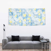 Anthurium Plumeria Lei Pastel Tapestry Blue Hawaiian Splendid Palaka LT01 - Polynesian Pride