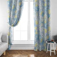 Anthurium Plumeria Lei Pastel Window Curtain Blue Hawaiian Splendid Palaka LT01 - Polynesian Pride