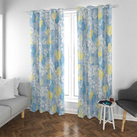 Anthurium Plumeria Lei Pastel Window Curtain Blue Hawaiian Splendid Palaka LT01 With Grommets Blue - Polynesian Pride