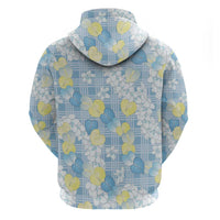 Anthurium Plumeria Lei Pastel Zip Hoodie Blue Hawaiian Splendid Palaka LT01 - Polynesian Pride