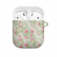 Anthurium Plumeria Lei Pastel AirPods Case Green Hawaiian Splendid Palaka LT01 Green - Polynesian Pride