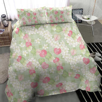 Anthurium Plumeria Lei Pastel Bedding Set Green Hawaiian Splendid Palaka LT01 - Polynesian Pride