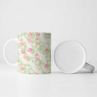 Anthurium Plumeria Lei Pastel Ceramic Mug Green Hawaiian Splendid Palaka LT01 - Polynesian Pride