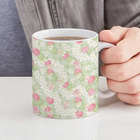 Anthurium Plumeria Lei Pastel Ceramic Mug Green Hawaiian Splendid Palaka LT01 - Polynesian Pride