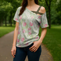 Anthurium Plumeria Lei Pastel Cross Shoulder Shirt Green Hawaiian Splendid Palaka LT01 - Polynesian Pride