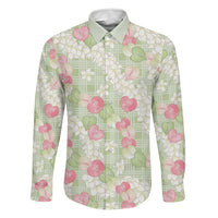 Anthurium Plumeria Lei Pastel Family Matching Tank Maxi Dress and Hawaiian Shirt Green Hawaiian Splendid Palaka