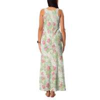 Anthurium Plumeria Lei Pastel Family Matching Tank Maxi Dress and Hawaiian Shirt Green Hawaiian Splendid Palaka