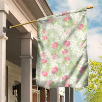 Anthurium Plumeria Lei Pastel Garden Flag Green Hawaiian Splendid Palaka LT01 House Flag Green - Polynesian Pride