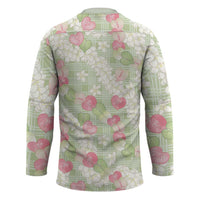 Anthurium Plumeria Lei Pastel Hockey Jersey Green Hawaiian Splendid Palaka LT01 - Polynesian Pride