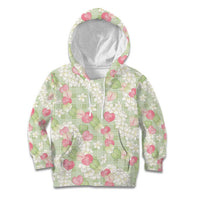 Anthurium Plumeria Lei Pastel Kid Hoodie Green Hawaiian Splendid Palaka LT01 Hoodie Green - Polynesian Pride