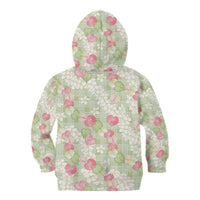 Anthurium Plumeria Lei Pastel Kid Hoodie Green Hawaiian Splendid Palaka LT01 - Polynesian Pride